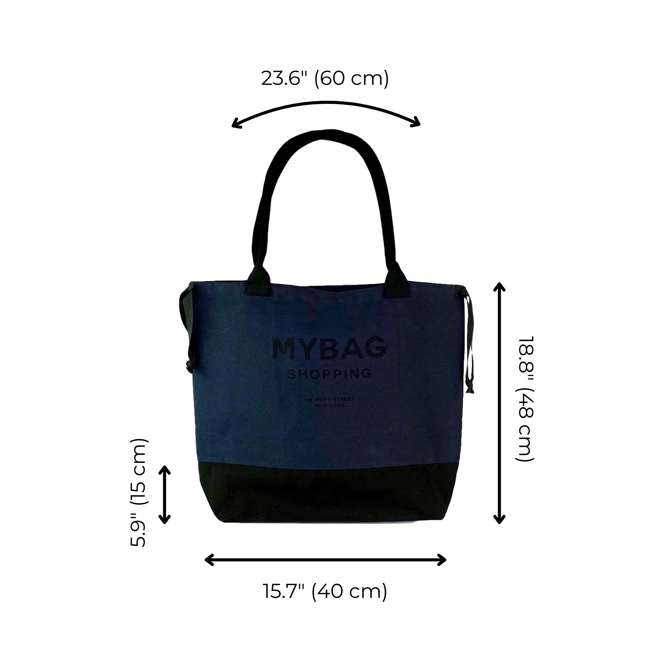 World Traveler Tote Bag, Navy - Black Print